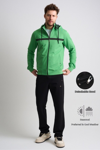 Shooter Sportswear Green Classic Men's Tracksuit Set with Removable Hood, Com...