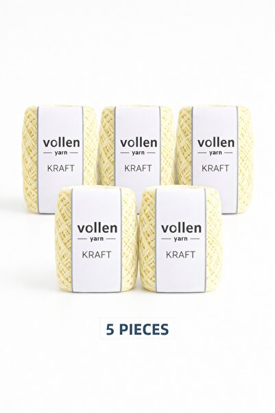vollen yarn Paper String 5 Pack 100Gr, Natural Paper Raffia, Macrame Bag Weav...