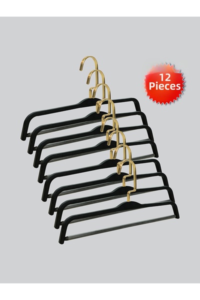 NYN شماعات بناطيل خشبية (خطاف ذهبي لاما) 8176 لون بارلي 12 قطعة