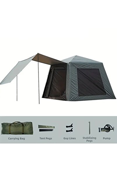 Nurcamp Oxford Cloth Inflatable Tent with Awning 4-5 Person 233X233X190Cm