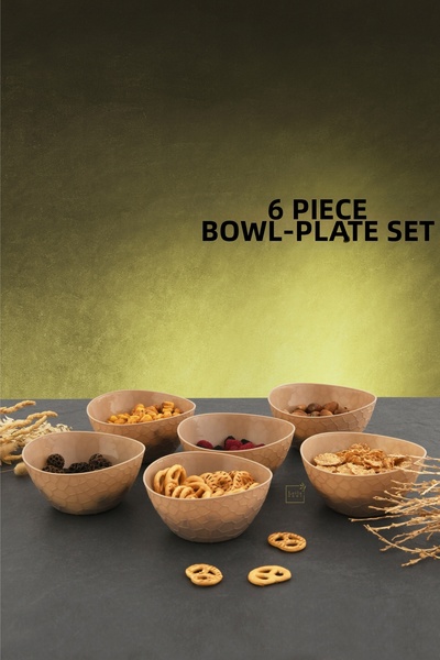 Leila 6-Piece Brown Snack Bowl Set Snack-Sauce-Breakfast-Bowl Set