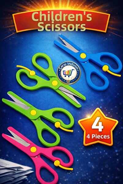 nistabolje 4 Pcs Safe Children's Scissors Blunt Tip Spring Plastic Protected ...
