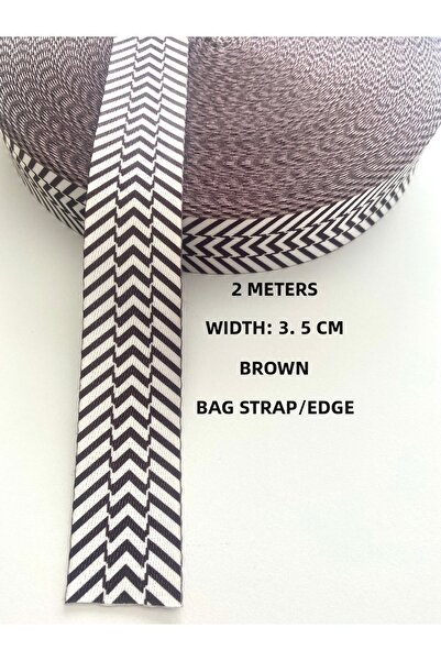 seyranat 2 Meters Width 3.5 cm Brown White Geometric Patterned Bag Strap, Han...