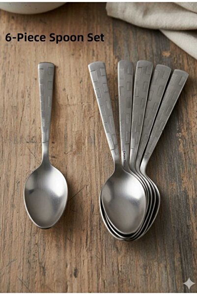 ÇEÇEN HOME Stainless Steel 6-Piece Tablespoon Set, Spoon Set for 6 People, Pa...