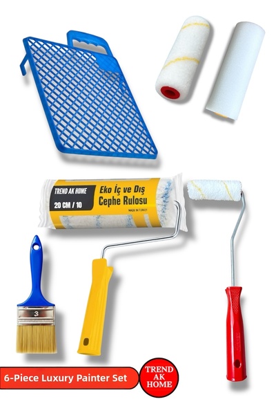 OSKAR FIRÇA 6-Piece Luxury Painter Set |   20 cm Roller +10 cm Roller +No:3 C...