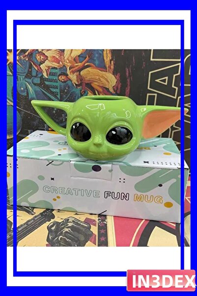 İN3DEX Green Space Character Patterned Ceramic Cup 350ml