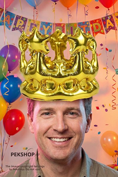 PEKSHOP Gold Attachable King Crown Shaped Foil Balloon, Can Be Attached to th...