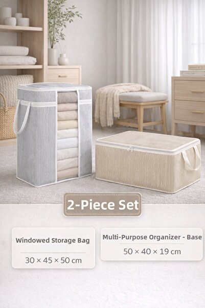 PONÇİK BEBEK Σετ 2 τσαντών και κουτιών οργάνωσης ρούχων με παράθυρο, οργανωτή...