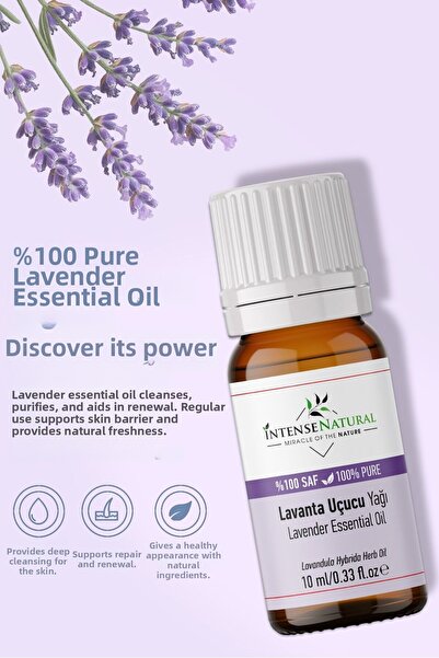 İntense Natural زيت اللافندر العطري الطبيعي والنقي 100% 10 مل - زيت أساسي