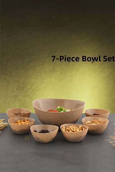 Leila 7-Piece Brown Snack Bowl Set Snack-Breakfast-Bowl-Condiment Bowl Set