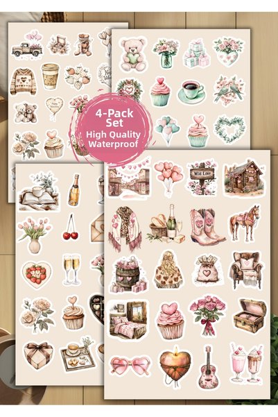 VORACRAFT 4-Pack Vintage Valentine's Day Romantic Stickers D00020