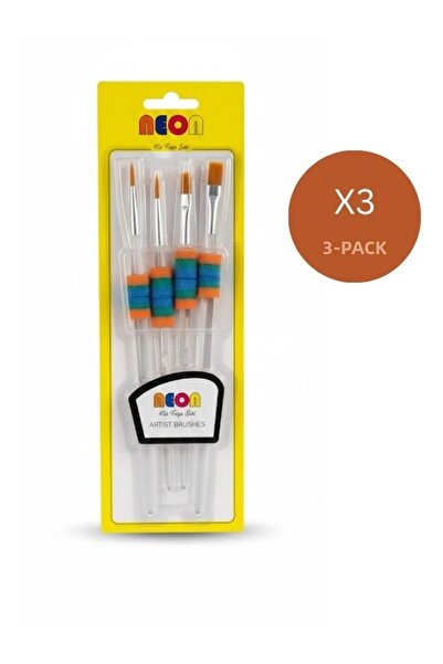GÜMRÜK BEY Neon Paint Brush, 3-Pack, for Gouache Paint, Oil Paint, Watercolor...