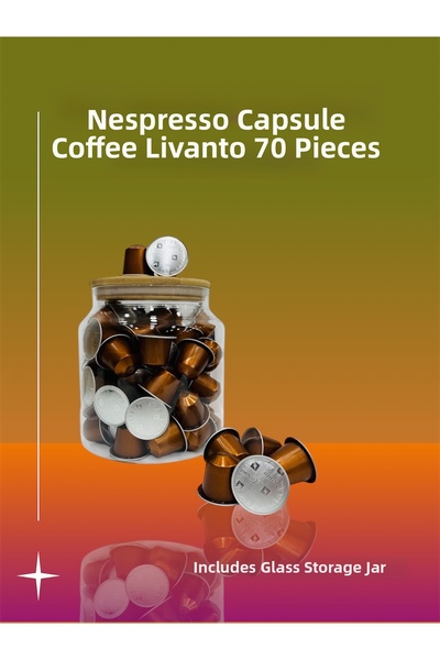 Nespresso قهوة ليفانتو كبسولات 70 قطعة + وعاء تخزين زجاجي هدية