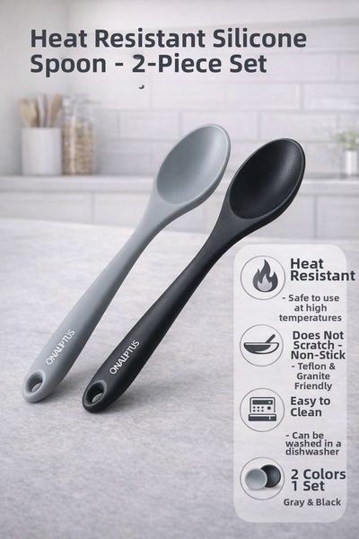 Single (2 Pieces) Hard-Tipped Heat-Resistant 28 cm Fireproof Non-Stick Spoon Set