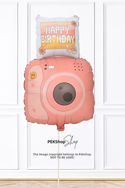 PEKSHOP بالون من الفويل على شكل كاميرا بولارويد باللون الوردي