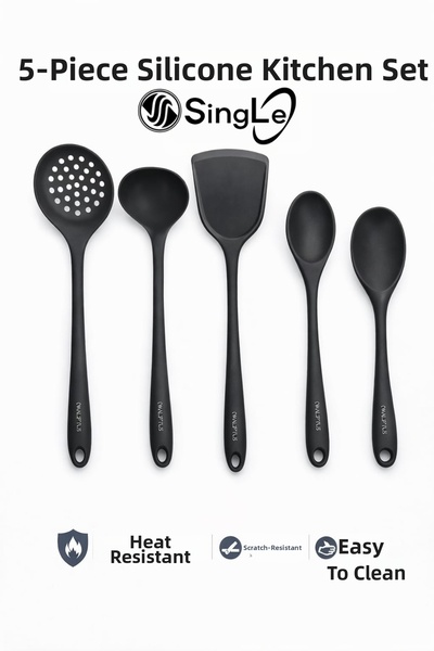 Single 5-Piece Set of Hard-End Heat-Resistant Spatula-Colander-Pot Spoon-Dipp...