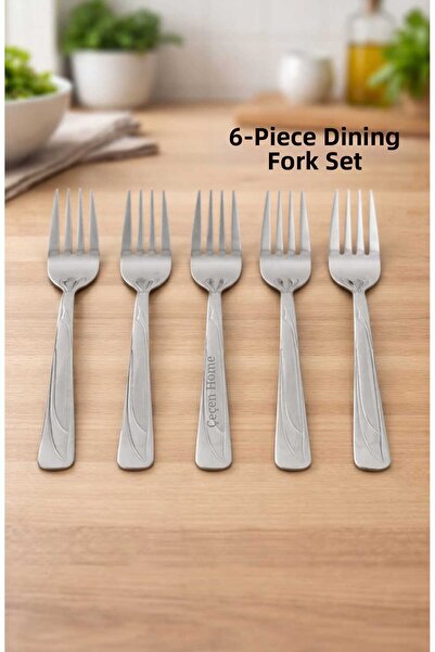 ÇEÇEN HOME طقم شوكة طعام من الفولاذ المقاوم للصدأ مكون من 6 قطع، شوكة طعام من...