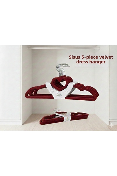 sisus فستان سهرة من القطيفة 5 قطع غير قابل للانزلاق بطلاء خاص باللون العنابي