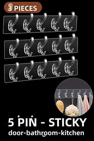 Creatividad Solutions 5 Pin Adhesive Hanger Xenoty Design SET OF 3