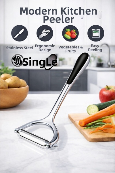 Single Ergonomic Vegetable Fruit Peeler with Stainless Steel Blade