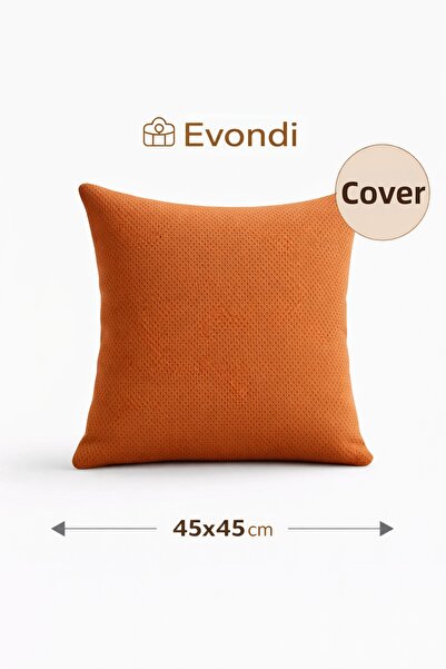 Evondi Tile Orange Throw Pillow Cover 45X45 cm – Wipeable Soft Textured Fabric