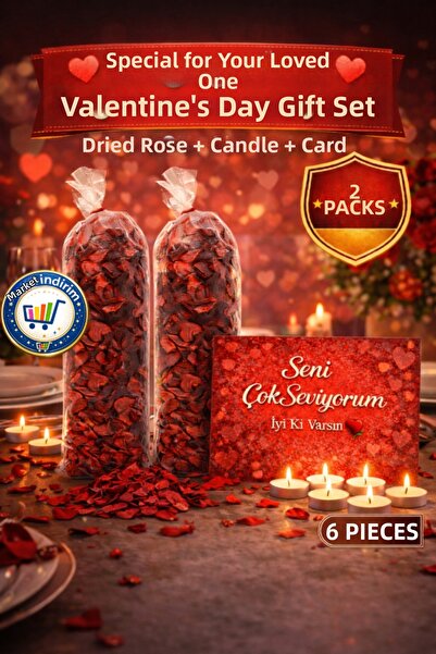 nistabolje Romantic Set 2 Packs of Dried Roses+6 Candles+1 I Love You Card Va...