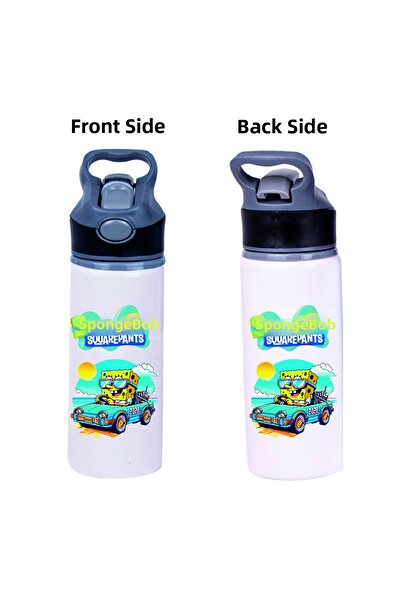 DKDZ SHOP زجاجة مياه معدنية مطبوعة من سونجر بوب مع شفاطة - 650 مل.