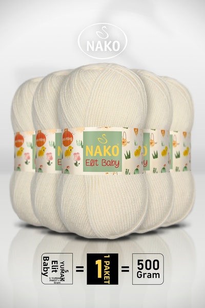 NAKO Elit Baby - 300 Ecru - Πακέτο 5 τεμαχίων - 100gr/250m - Νήμα για μωρά - ...