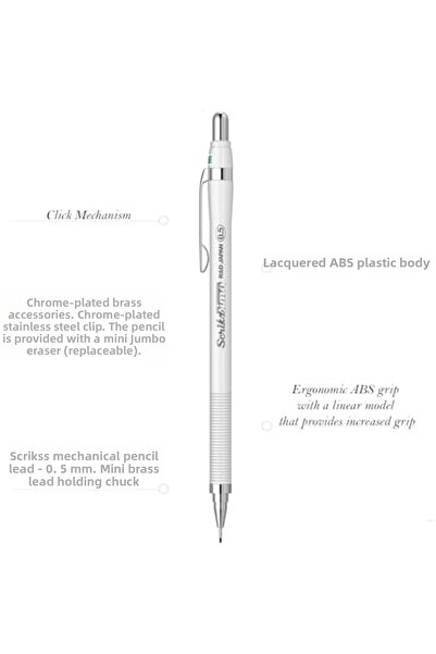 Nacario قلم رصاص ميكانيكي من نركريوشوب سيمو أبيض 0.5 مم 1201248