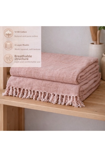 CESSTORE 100% Cotton 4 Layer Muslin Single Pique, 4 Season Bedspread & Sofa T...