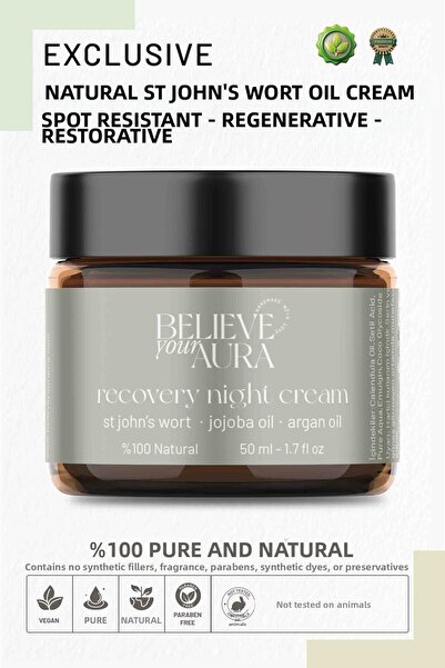 Believe Your Aura كريم بزيت نبتة سانت جون - كريم ليلي طبيعي مضاد للعيوب ومجدد...