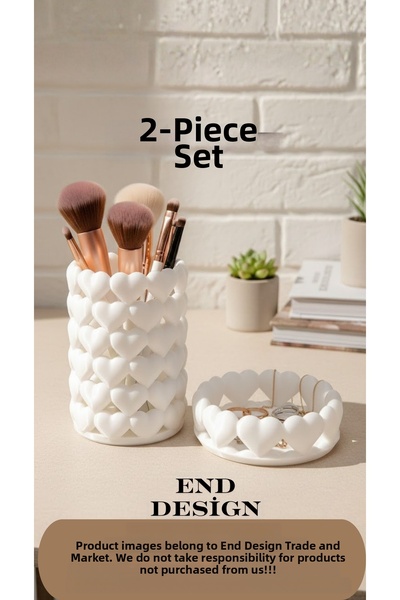 END DESİGN TİCARET VE MARKET Sweet Hearts Set of 2 Aesthetic Heart Makeup Org...