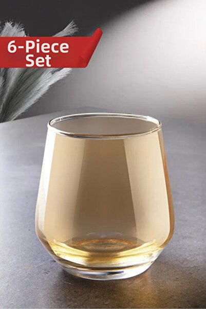 P H Panayır Home Trendy Set of 6 Gold Water Glasses
