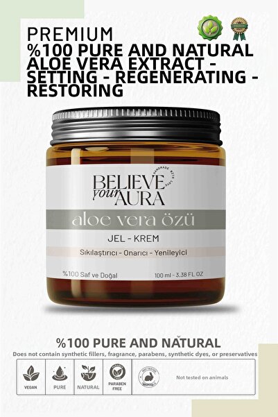 Believe Your Aura Aloe Vera Gel Cream - Firming, Renewing, Repairing 100% Nat...