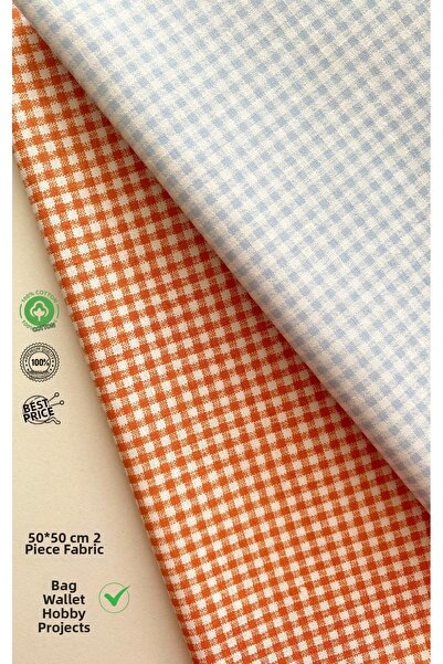 seyranat Чанта, портмоне, хоби проекти: 2 парчета памучен плат с карета в син...