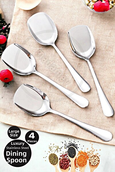 Madamev طقم ملاعق تقديم فاخرة مكون من 4 قطع، ملعقة كبيرة الحجم من الفولاذ الم...