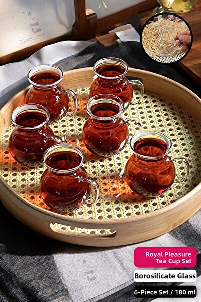 Madamev طقم أكواب زجاجية من البورسليكات مكون من 6 قطع - مقاومة للحرارة، كوب ش...