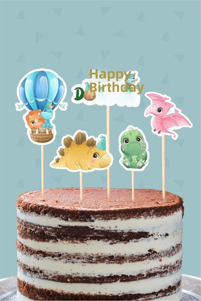abjad مجموعة تزيين الكيك بتصميم الديناصورات للأطفال