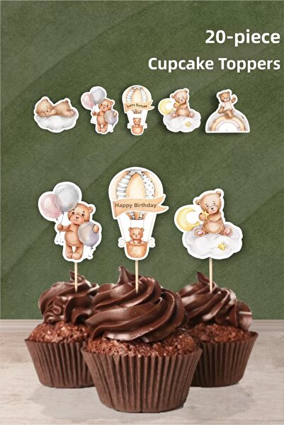 abjad تيدي بير تحت عنوان زخرفة كب كيك 20 قطعة