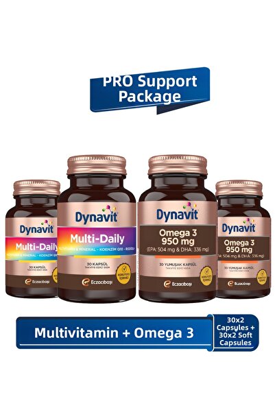Dynavit Multidaily 30 Capsules X2 + Omega 3 950 Mg 30 Softgels X2 - Pro Suppo...