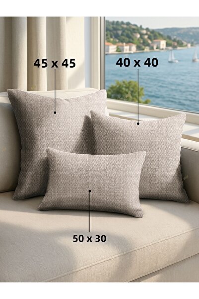 Demor Home Linen Textured Beach Stone Color Throw Pillow Cover