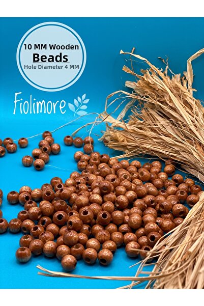 Fiolimore Ξύλινες χάντρες 10 mm (50 Gr 135 τμχ) Φαρδιά τρύπα Διάμετρος 4 mm Μ...