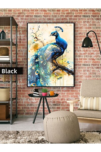 Harika bir ev Hari̇kabi̇rev | Elegant Peacock Model | Framed Tempered Glass T...