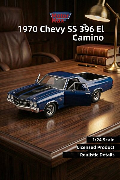 craftivio Motor Max 1:24 1970 Chevy El Camino Ss 396 Model Car - Navy Blue Me...