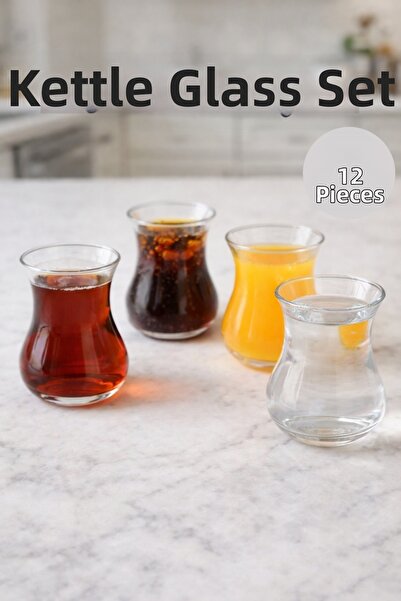 Kitchen Way Set of 12 200 ml Borosilicate Glass Drinking Cups Heat Resistant ...