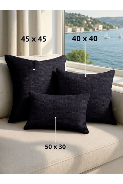 Demor Home Linen Textured Night Black Throw Pillow Cover
