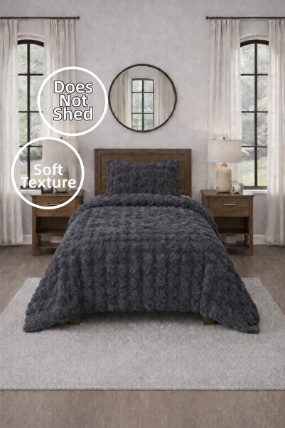 PEREN HOME Комплект покривки за единично легло от висококачествена плюшена ко...