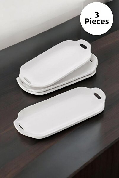 İLİVA 3-Piece Chicken World Model Oval Dish with Handle - Boat Serving Presen...