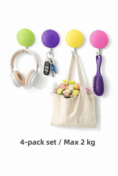 Hayveys 4 Πολύχρωμο στρογγυλό αυτοκόλλητο αξεσουάρ κρεμάστρας, μπάνιο, κρεμάσ...