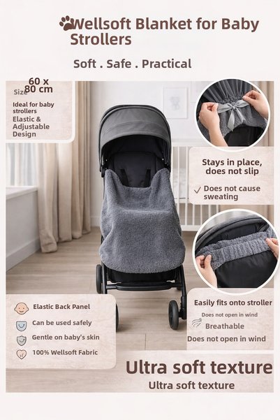 DensHaus Baby Stroller Blanket Wellsoft 60X60 Standard Compatible with All Baby Strollers